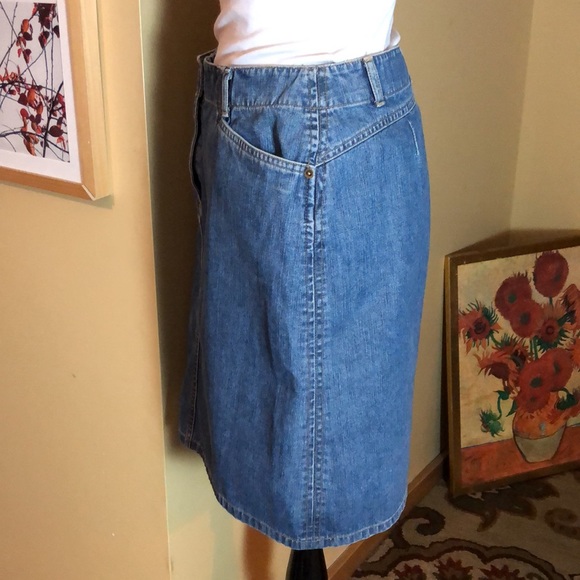 Vintage TALBOTS Size 6 petite Denim 100% Cotton Flat front 2 Pockets Skirt NEW - Picture 5 of 16